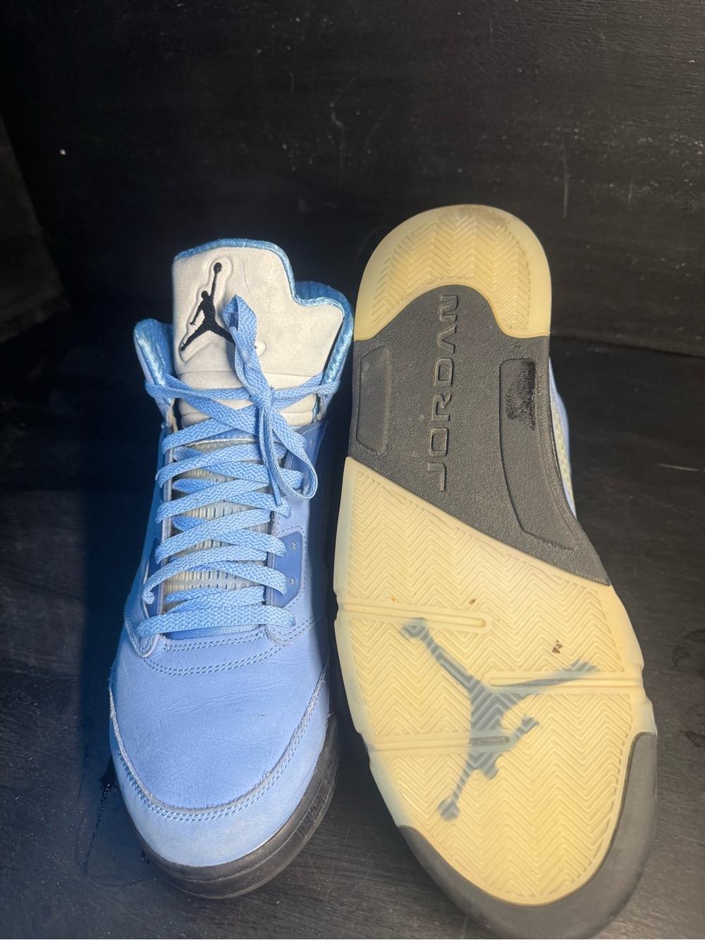 Men's Light Blue High-Top Basketball Sneakers Jordan 5 - Picture 5 of 6